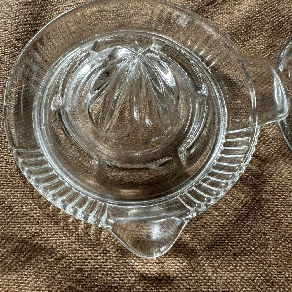 Vintage Glass Citrus Juicer Extractor Set 2pc Clear Excellent Retro Kitchenware
